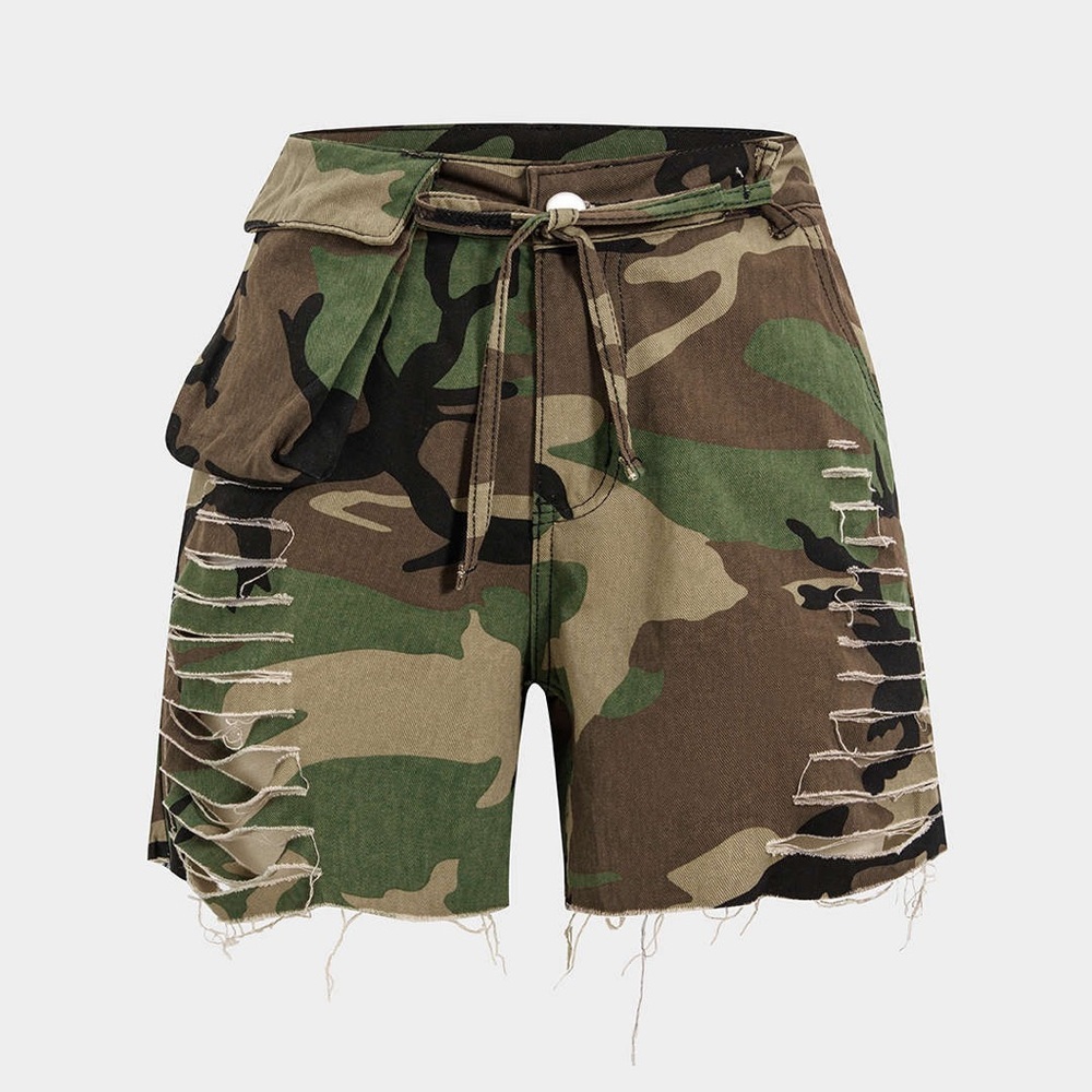Micas Camouflage Distressed Women Shorts XL ma4-52
